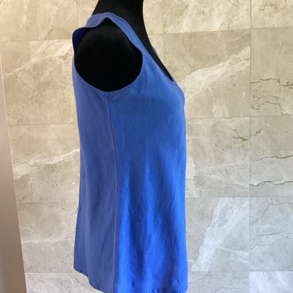 FLAX Women’s Linen Fundamental Tank, Sz 4-6 Blue Lagenlook Sleeveless Tunic Fall - Picture 5 of 7
